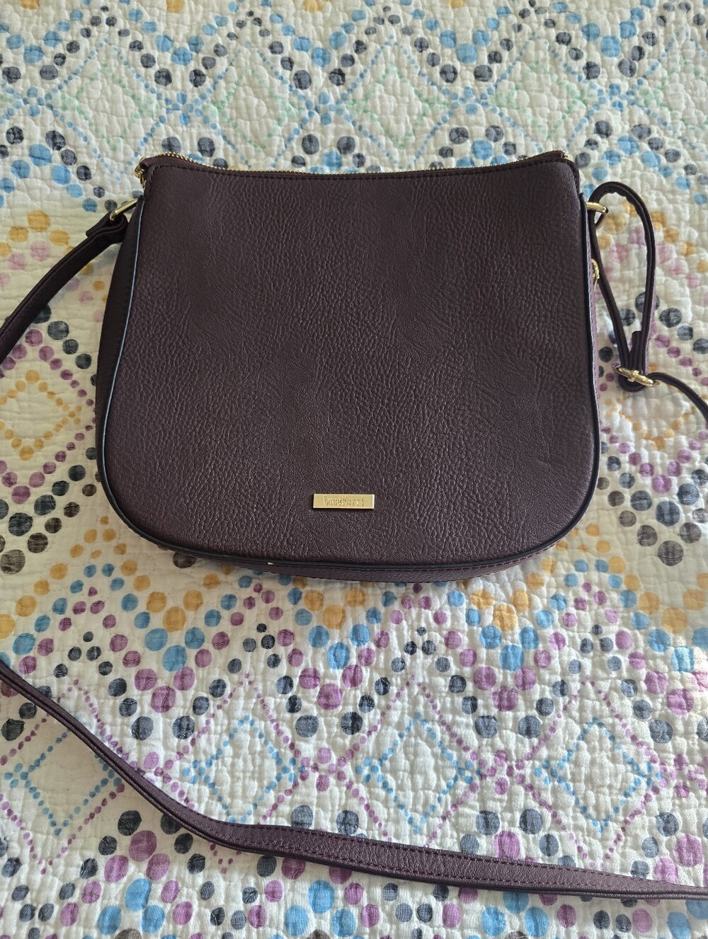 Luca Ferri Purple 3 Large Compartments Crossbody Bag